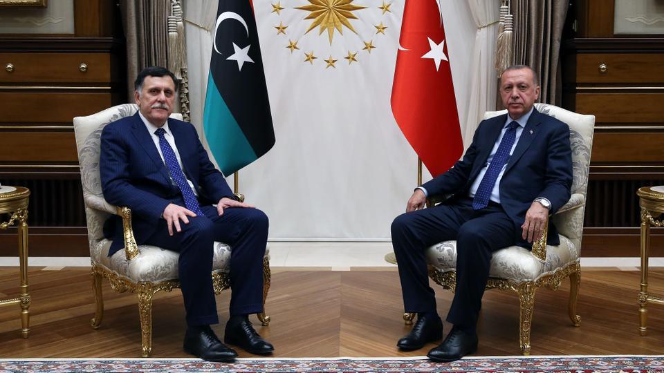 President of Turkey Recep Tayyip Erdogan receives Chairman of the Presidential Council of Libya Fayez al-Sarraj at Presidential Complex in Ankara, Turkey on March 20, 2019. (AA Archive)